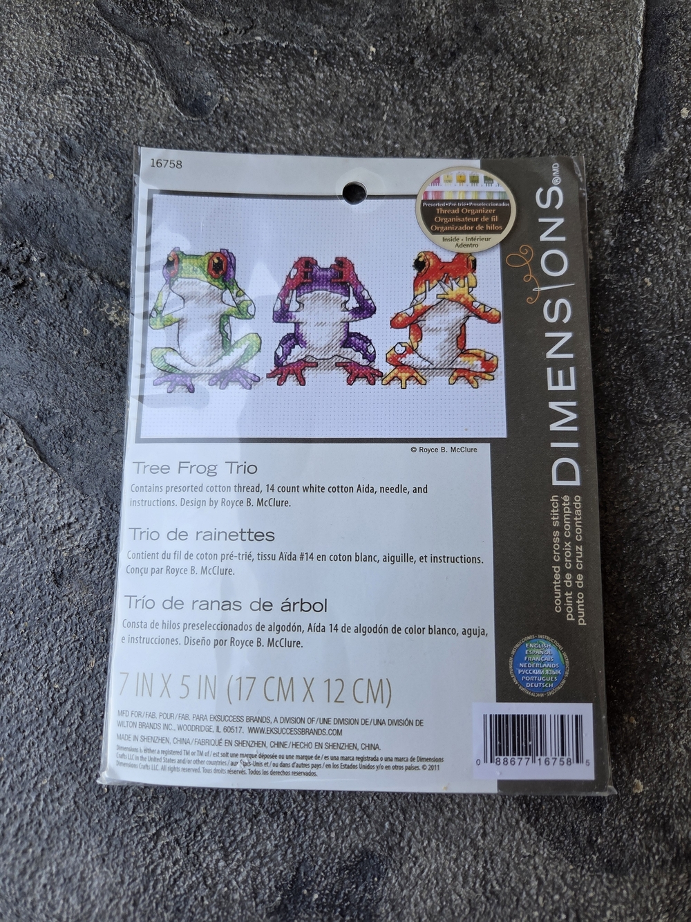 DIMENSIONS Tree Frog Trio Cross Stitch Kit - Multicolor